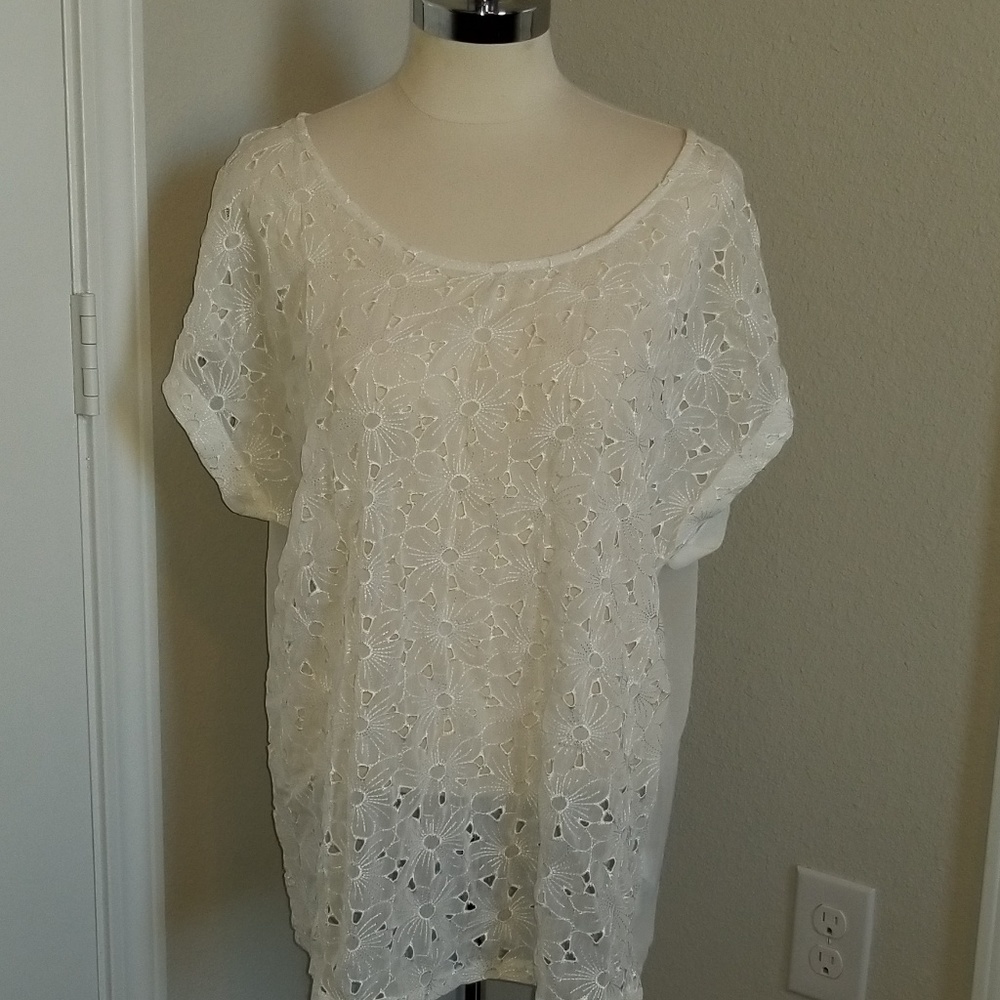 Women's Flowered Sheer Top
